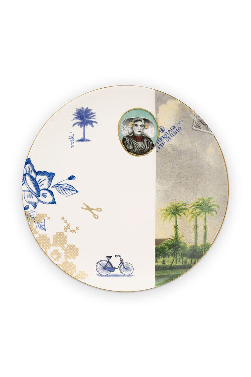 Kinderdag mijn ding Heritage Ontbijtbord Palm Wit 20 cm | Pip Studio the Official website