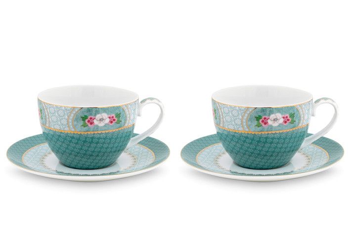 Blushing Birds Set of 2 Cappuccino Cups & Saucers blue Pip Studio the Official website
