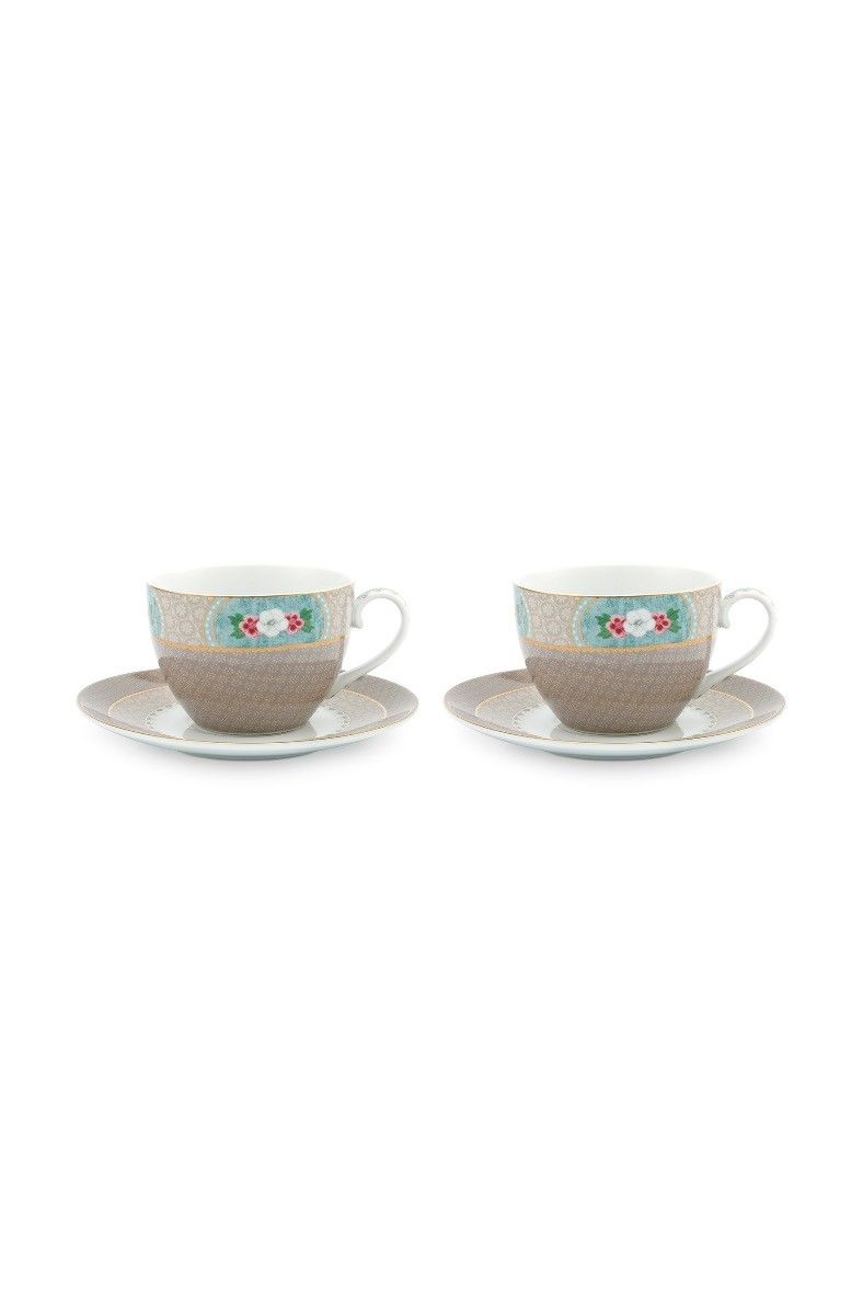 Blushing Birds Set 2 Cappuccino Cups & Khaki | Pip Studio Official website
