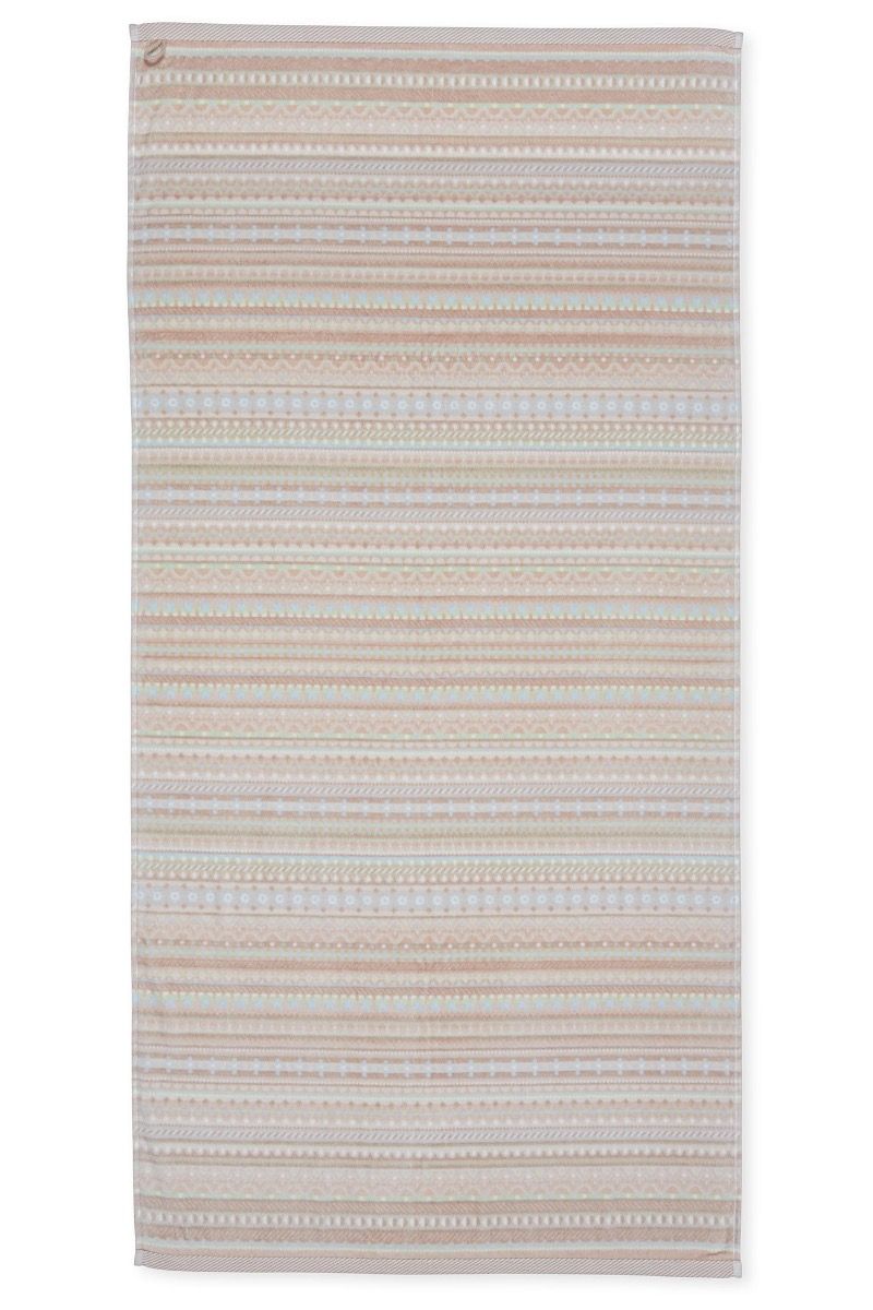 Large Bath Towel Geometric Print Sand 70x140cm