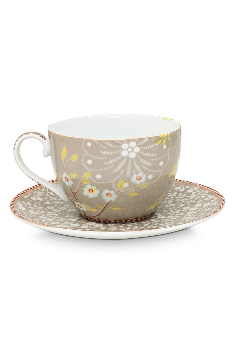 PIP Studio 2er Set Cappuccino Cup 4tlg Early Bird Khaki Porcelain NEW with U 