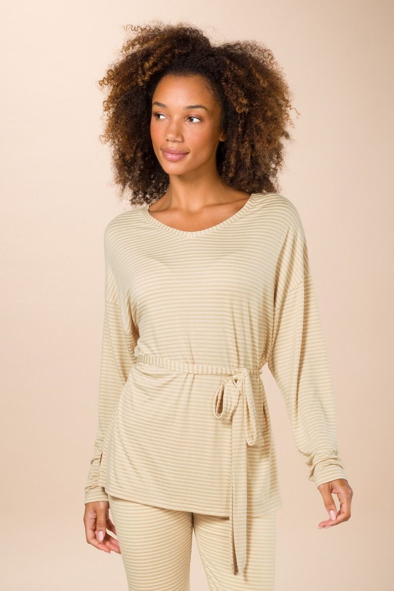 Timberly Long Sleeve Top Little Sumo Stripe Sand