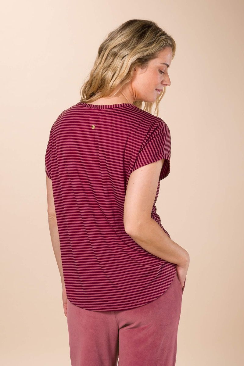 Tatum Top à Manches Courtes Little Sumo Stripe Rouge Rose