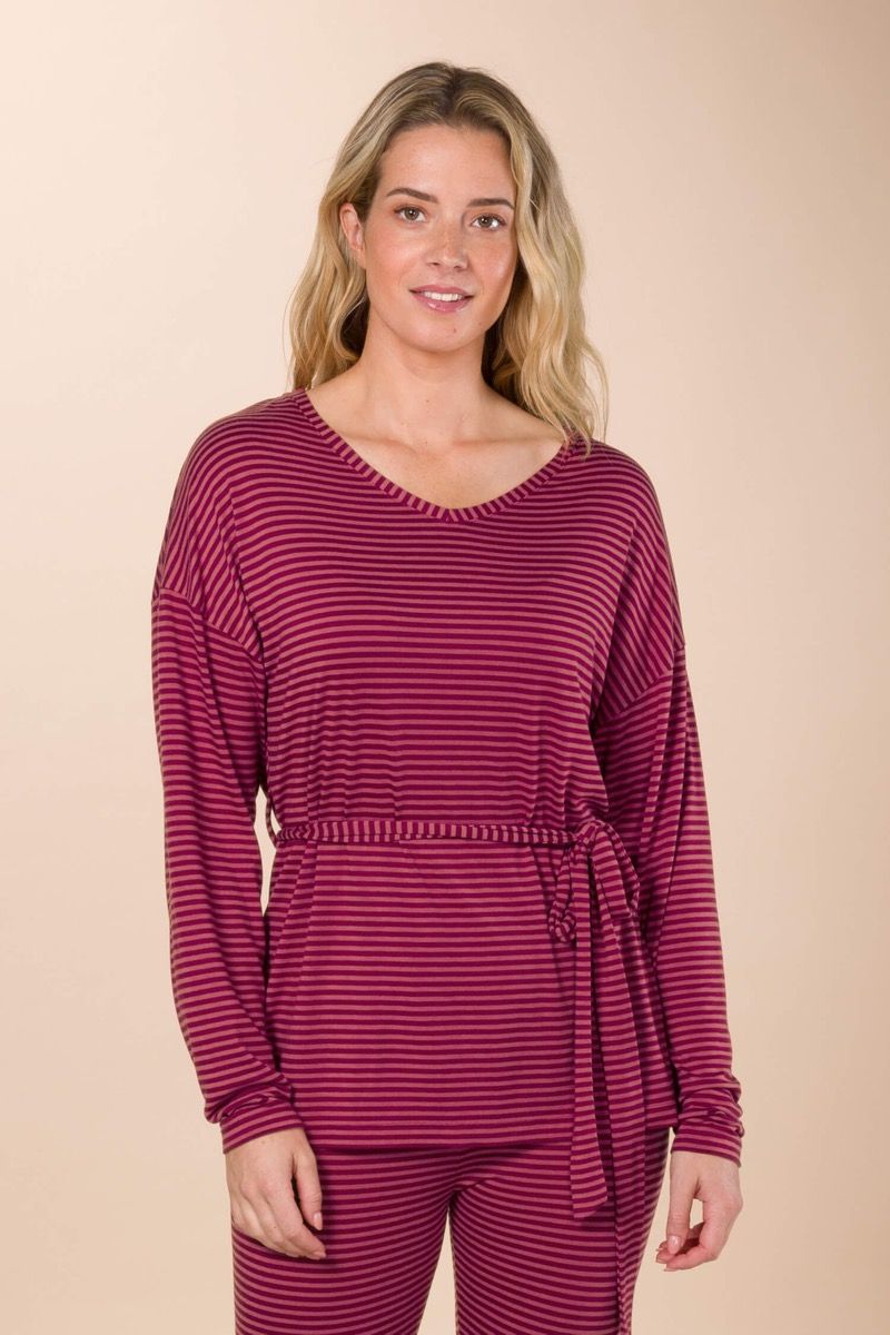 Timberly Long Sleeve Top Little Sumo Stripe Red Pink