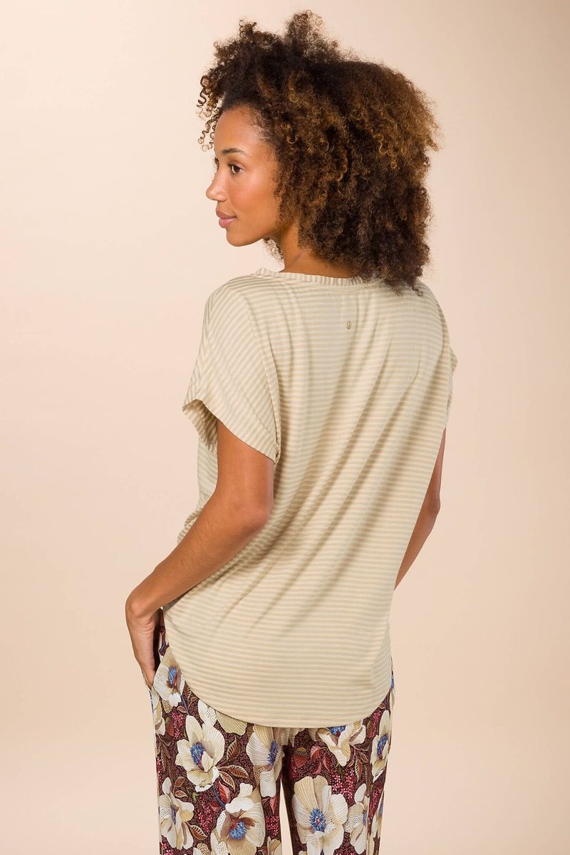 Tatum Short Sleeve Top Little Sumo Stripe Sand