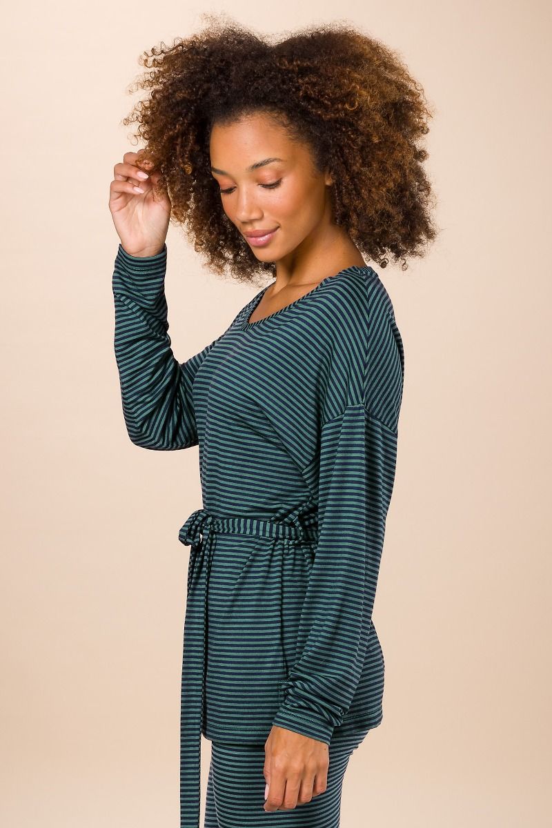 Timberly Long Sleeve Top Little Sumo Stripe Blue Green