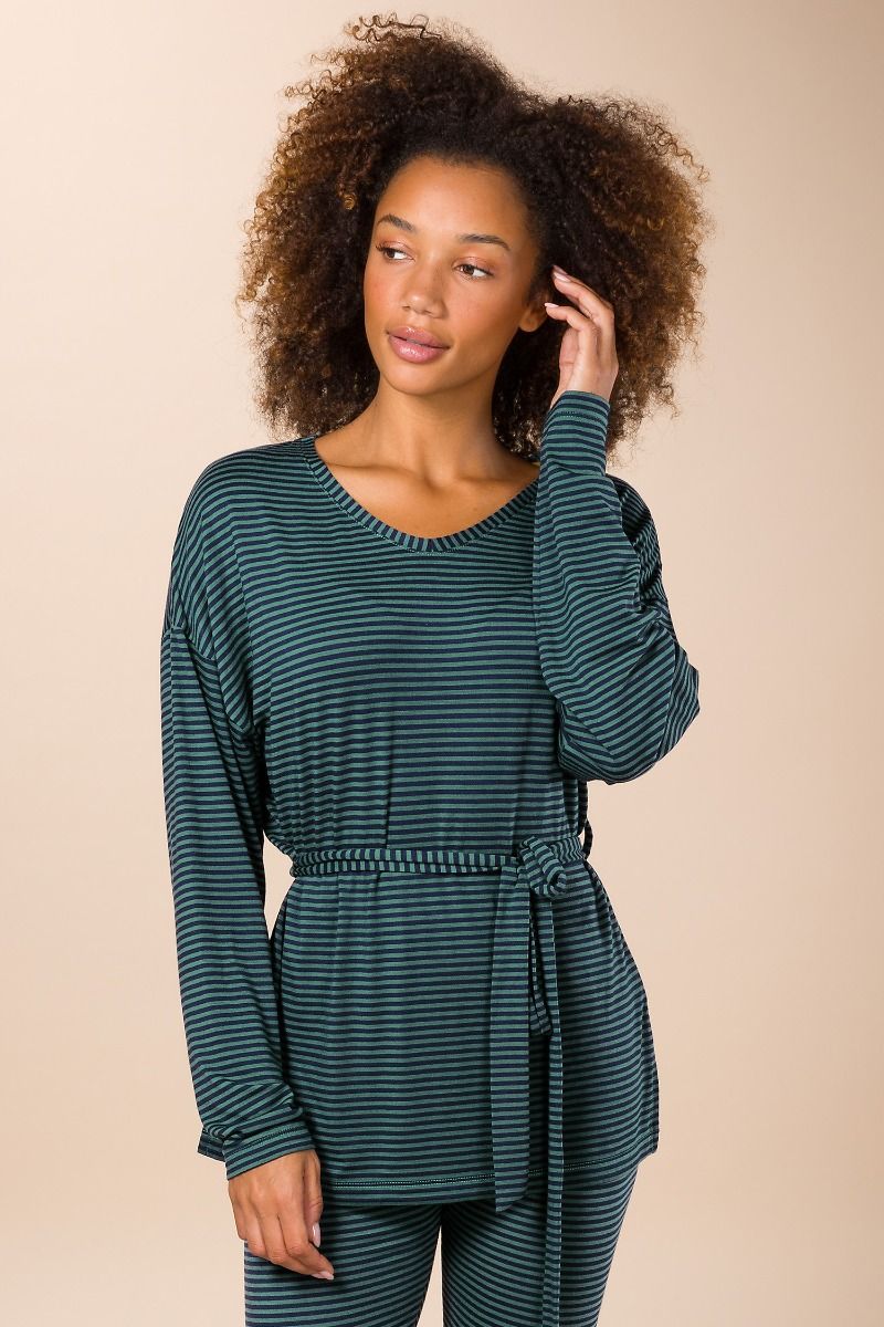 Timberly Long Sleeve Top Little Sumo Stripe Blue Green