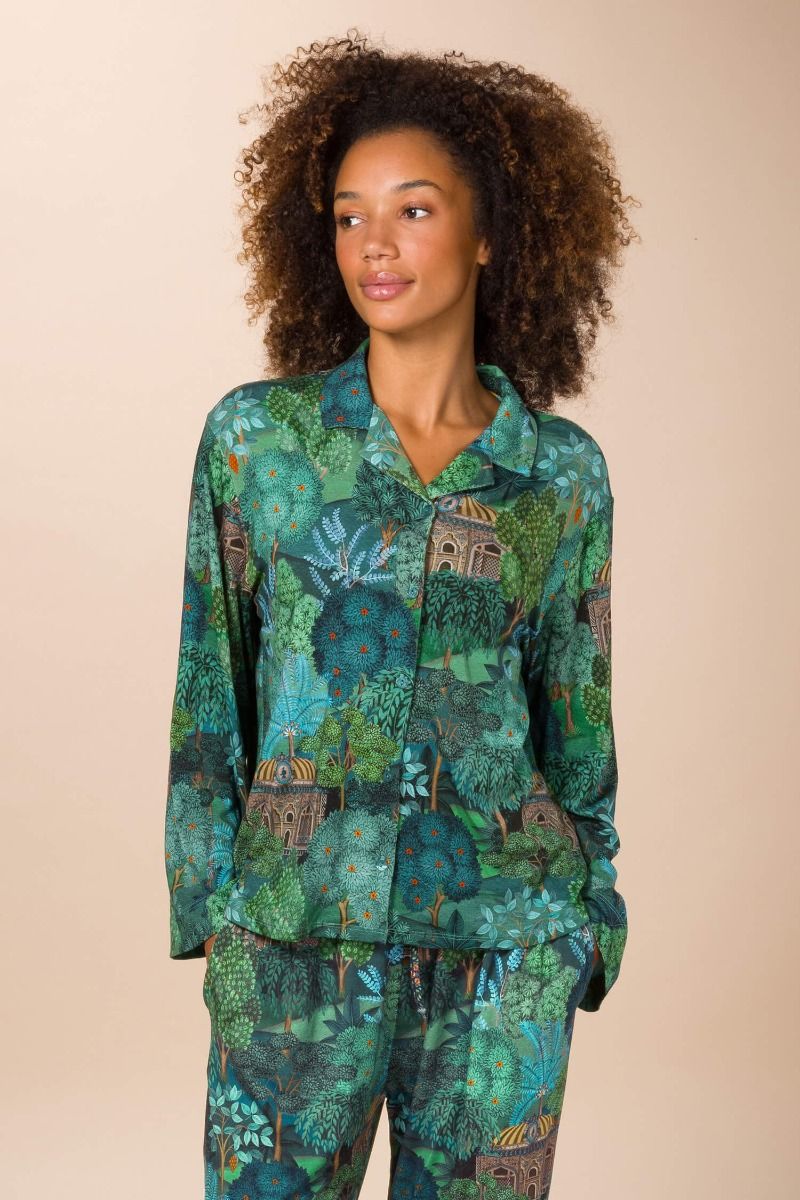 Faye Top Lange Mouw Jardin de Noche Blauw