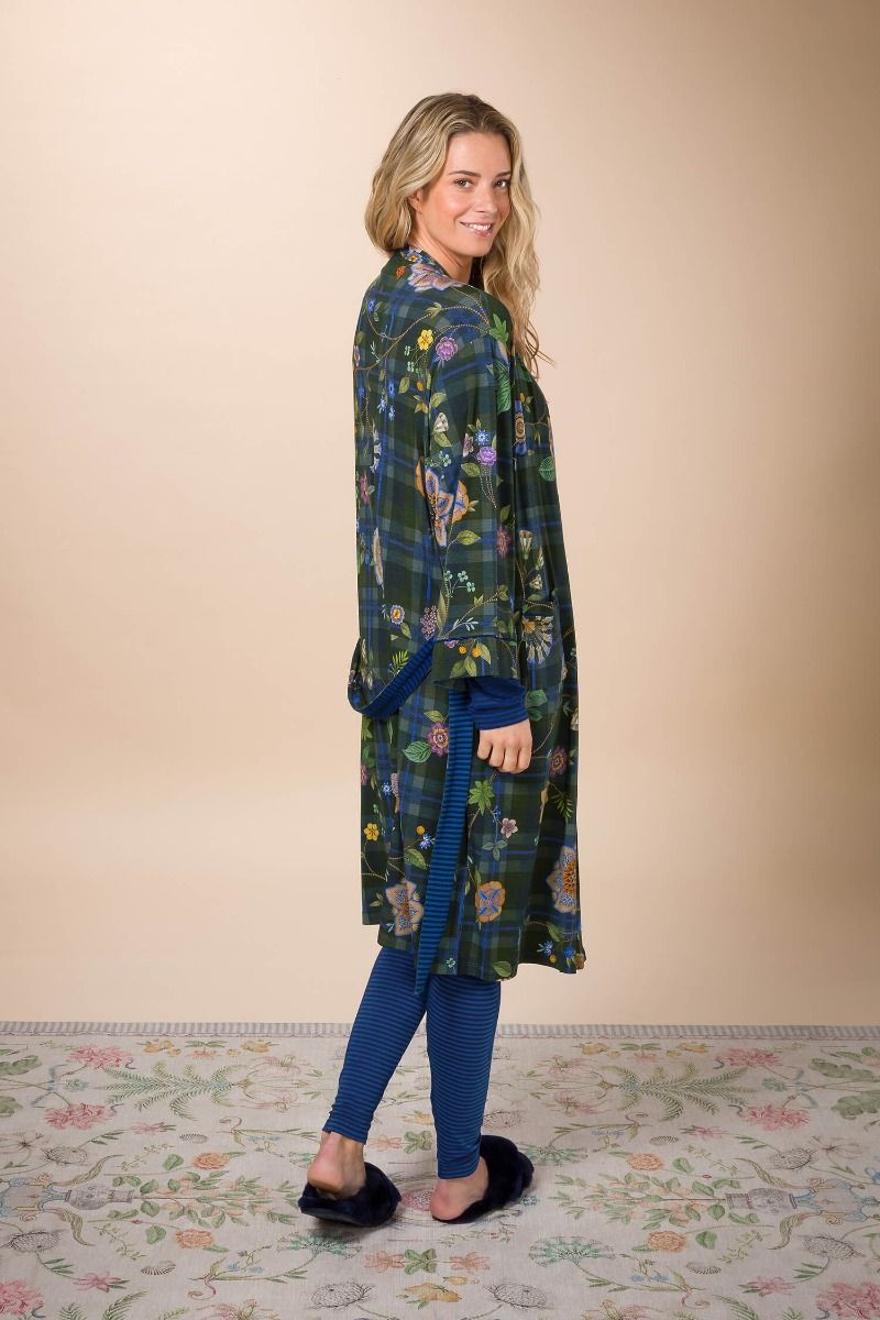 Naomi Kimono Flores Felices Blue Foncé