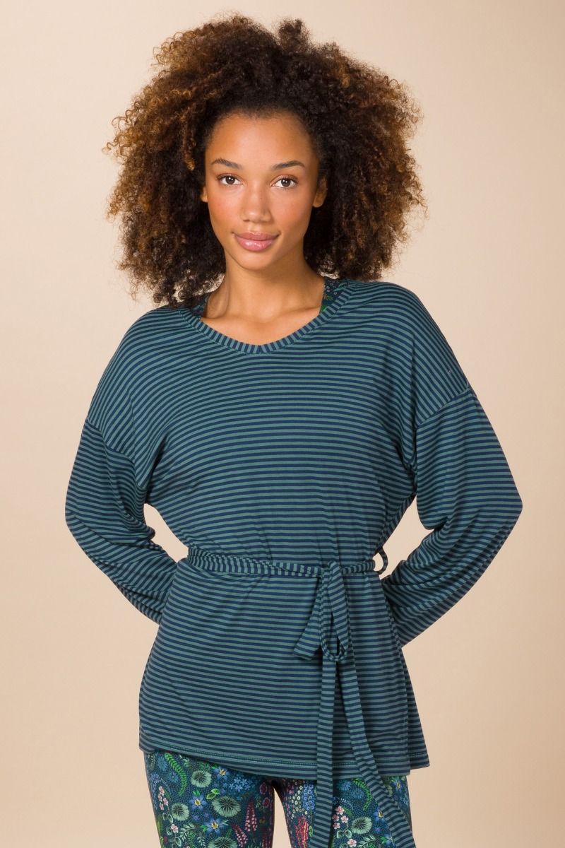 Timberly Long Sleeve Top Little Sumo Stripe Blue Green