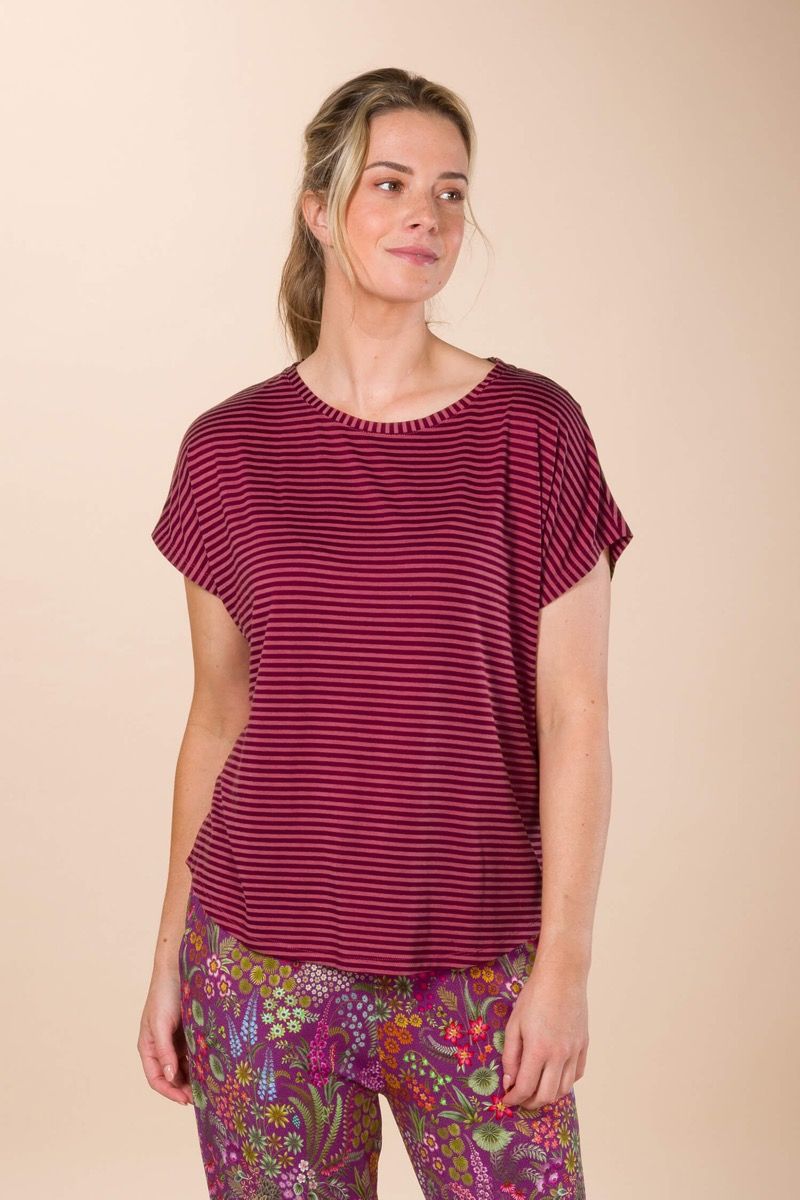 Tatum Top à Manches Courtes Little Sumo Stripe Rouge Rose