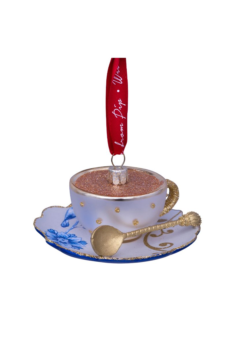 Ornament Glass Tea Cup Blue 4 cm