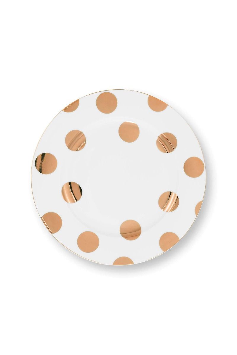 Breakfast Plate Dot Delight White-Gold 23cm