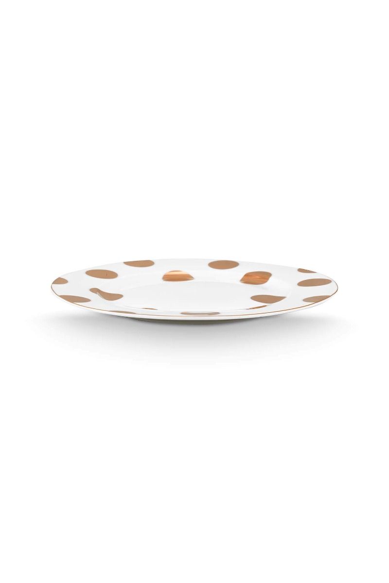 Assiette à Petit Déjeuner Dot Delight Blanc-Or 23cm