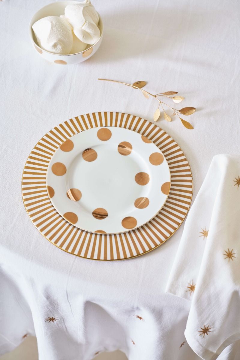 Breakfast Plate Dot Delight White-Gold 23cm