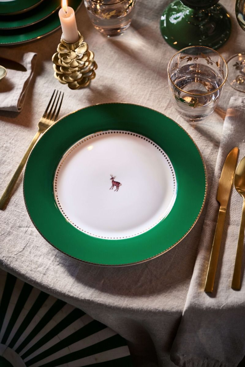 Assiette Plate Love Birds Vert Foncé 26.5cm