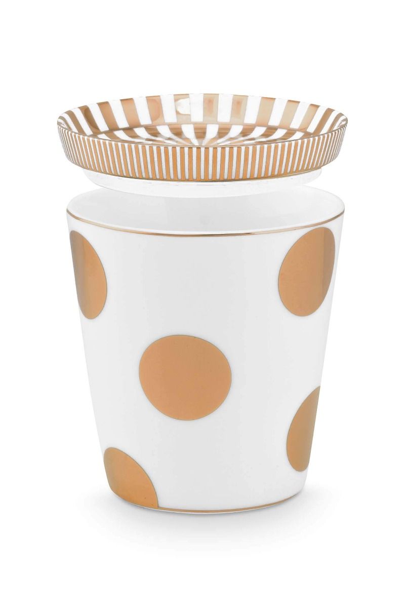 Set/2 Tasses de Petite Taille & Conseil de Thé Dot Delight Blanc-Or