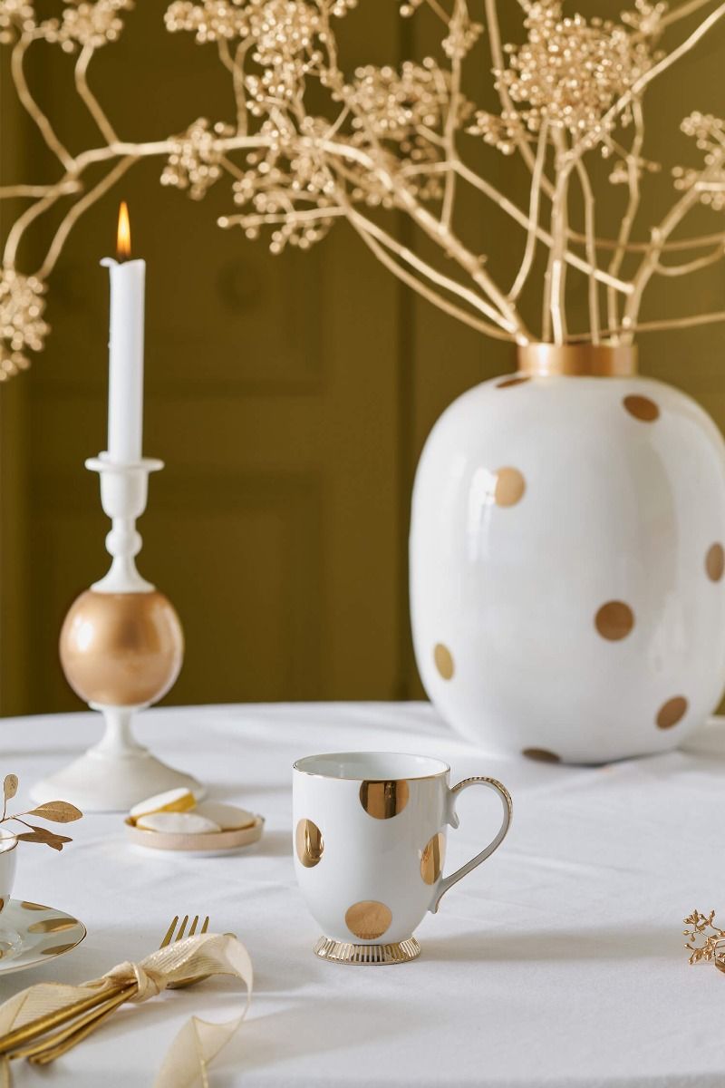 Tasse Gross Dot Delight Weiss-Gold