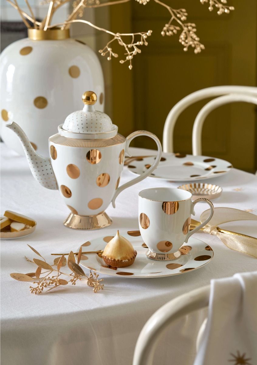 Tasse Gross Dot Delight Weiss-Gold