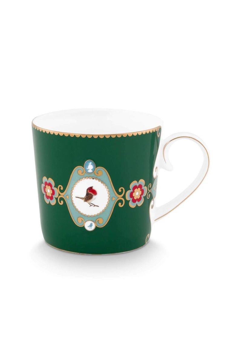 Tasse Klein Love Birds Medallion Dunkel Grün