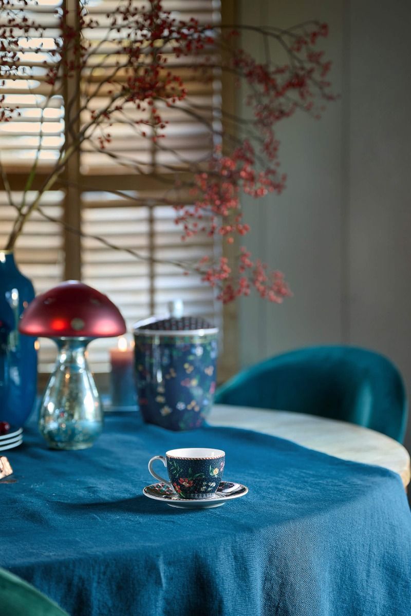 Set/2 Espresso Cups and Saucers Berry Blues