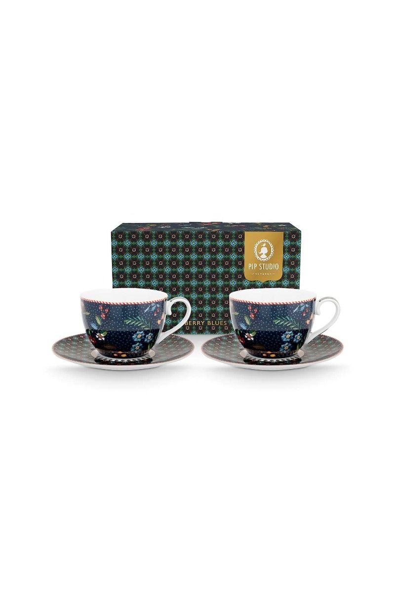 Set/2 Tasse & Untertasse Berry Blues