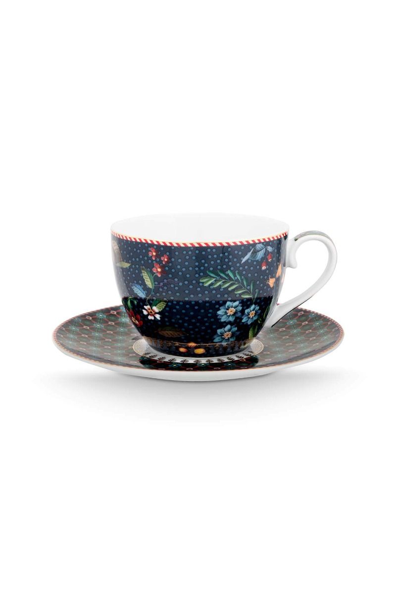 Set/2 Cups and Saucers Berry Blues