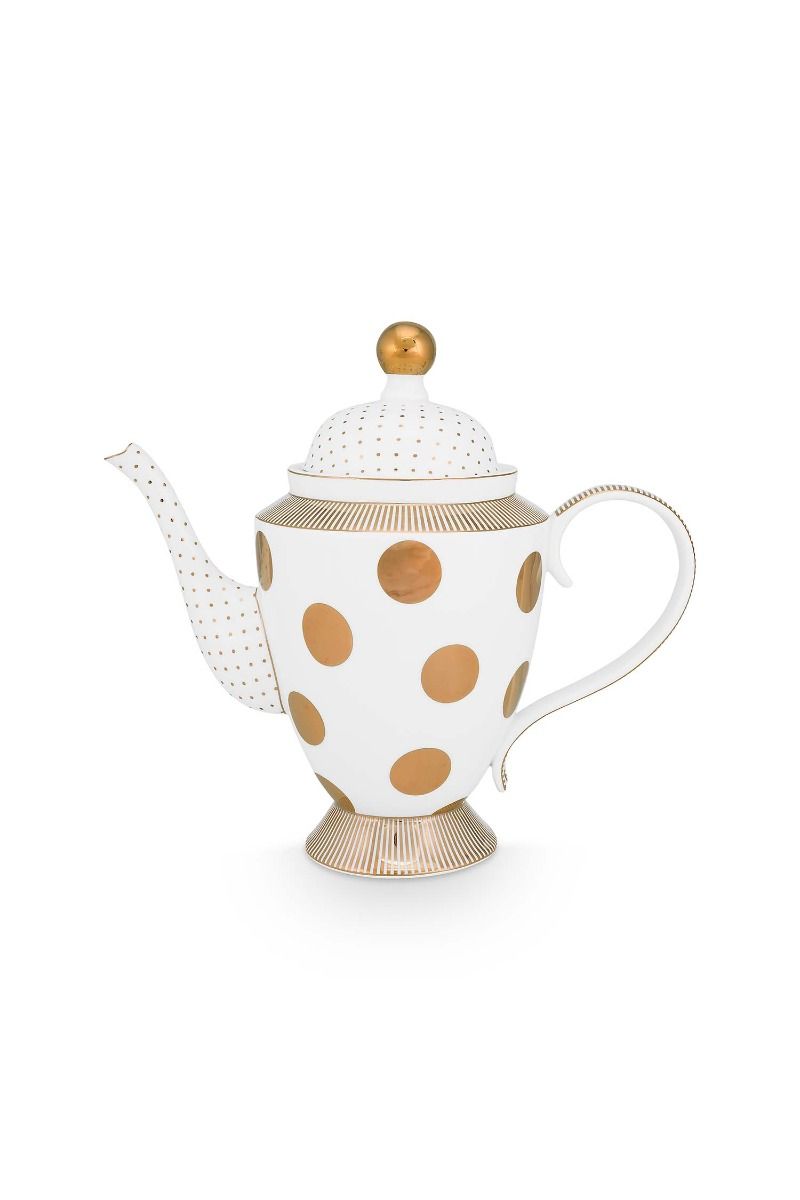 Teapot Dot Delight White-Gold