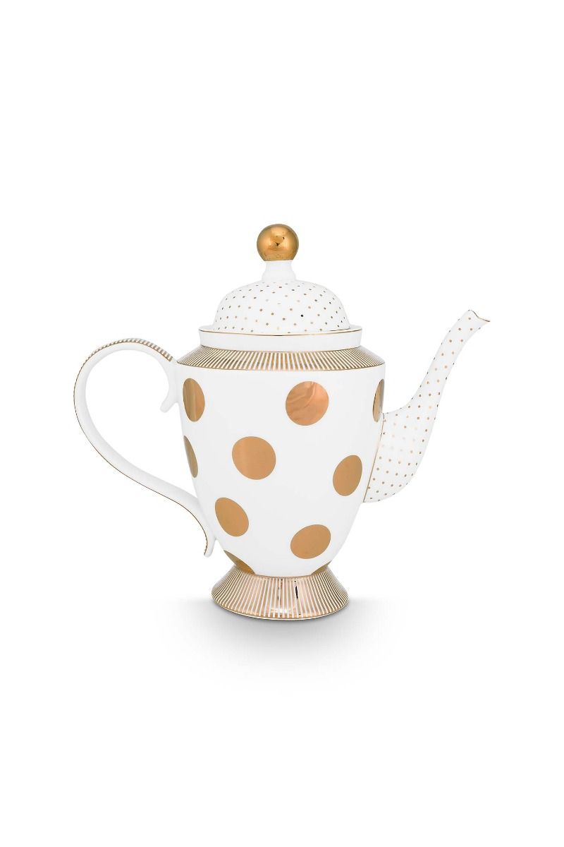 Teapot Dot Delight White-Gold