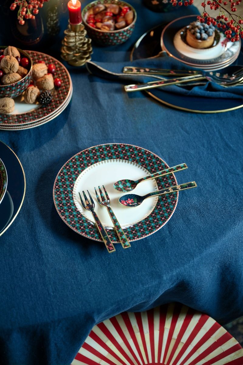 Set/4 Cake Forks Enamelled Berry Blues