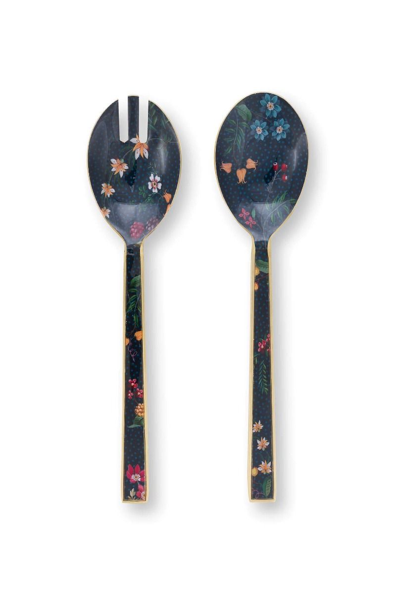 Set/2 Salad Server Enamelled Berry Blues