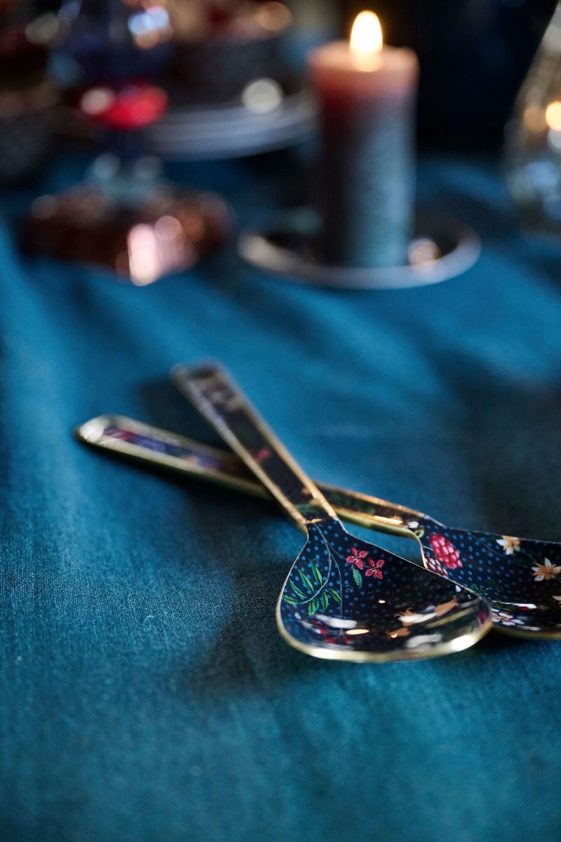 Set/2 Salad Server Enamelled Berry Blues