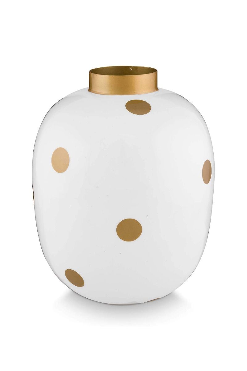 Vase Metal Dots White Gold 32cm