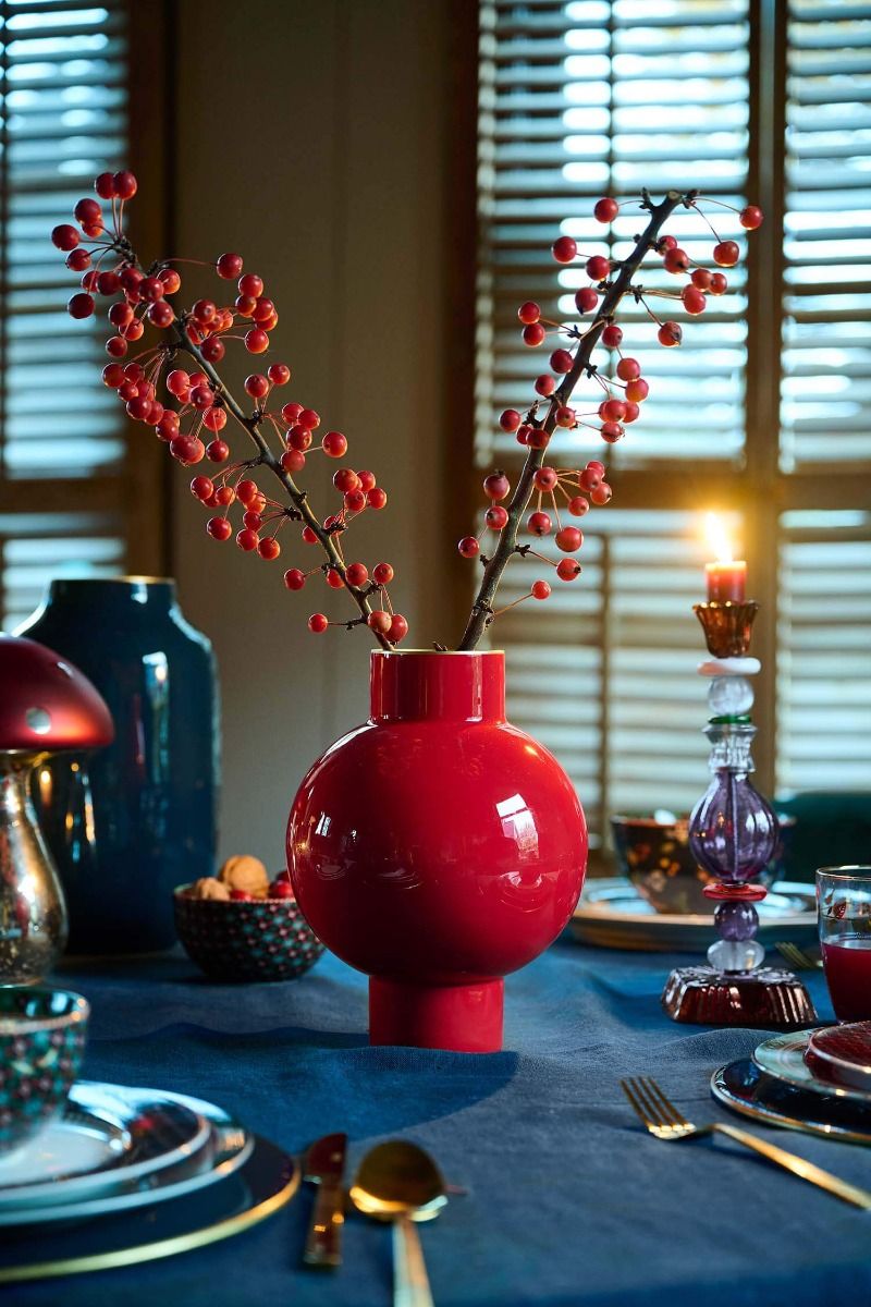 Vase Metal Small Red 24cm