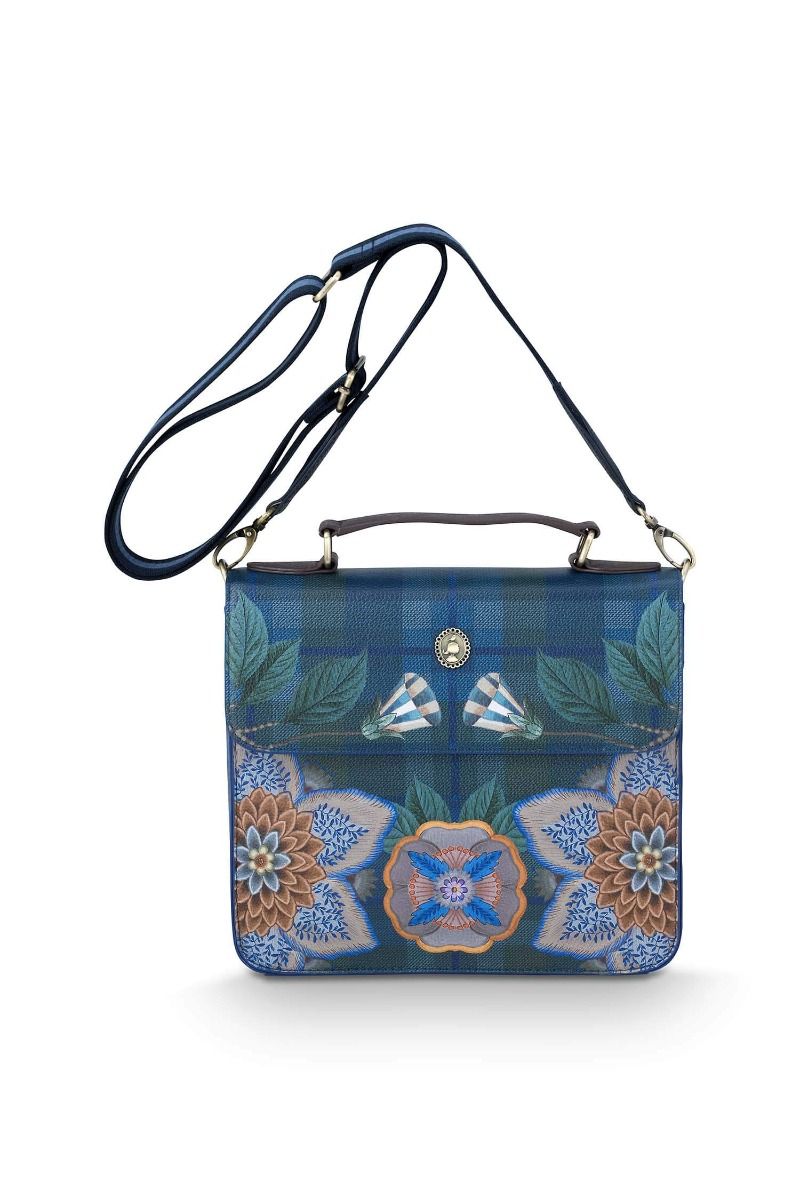 Frances Cross Body Bag Flores Felices Dark Blue