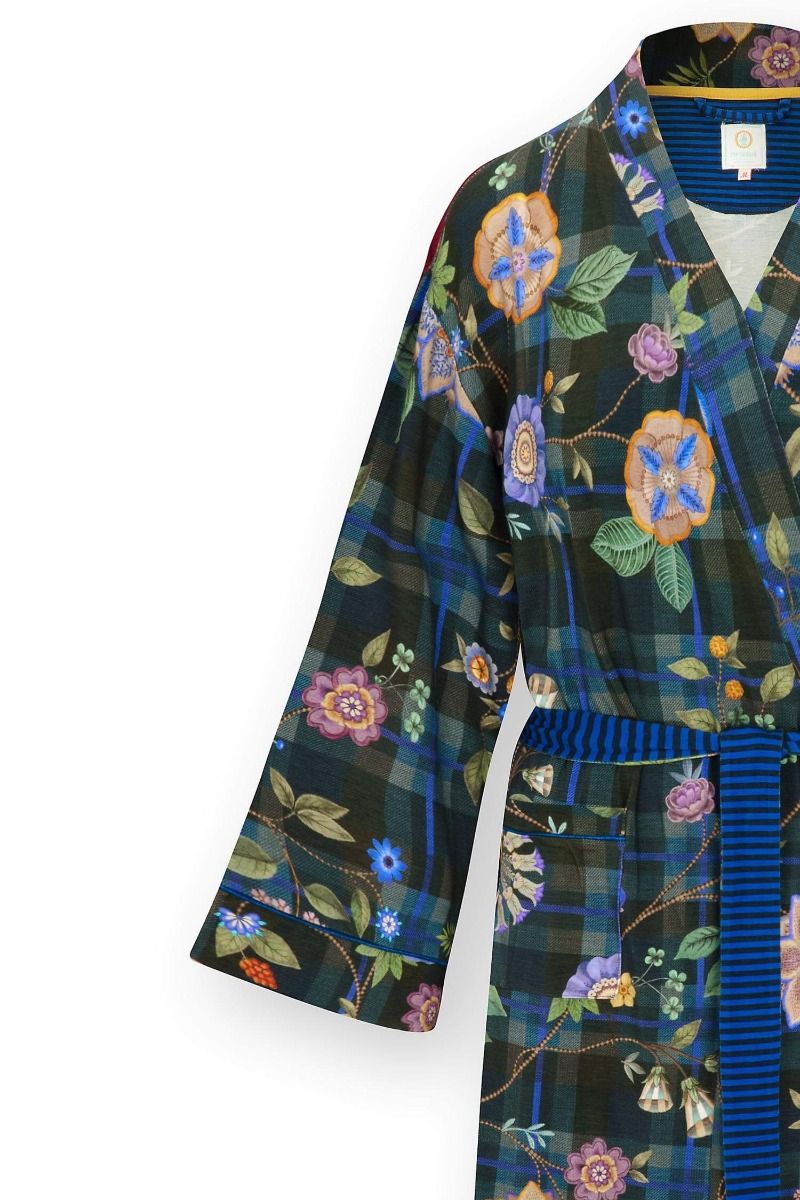 Naomi Kimono Flores Felices Donkerblauw