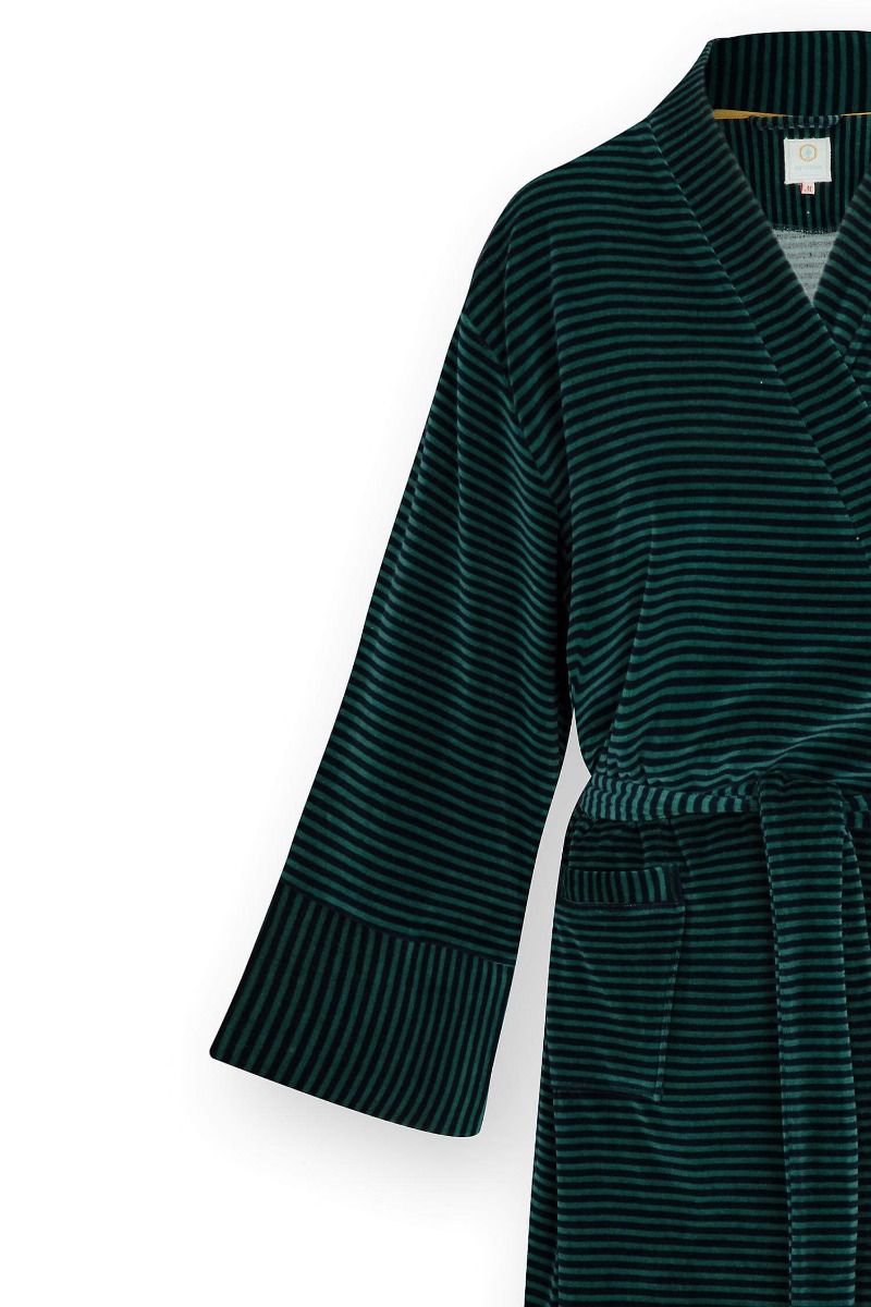 Naomi Kimono Velvet Little Sumo Stripe Blauw Groen