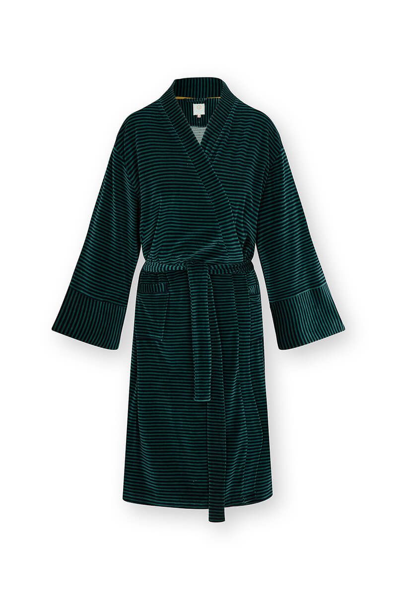 Naomi Kimono Velvet Little Sumo Stripe Blauw Groen