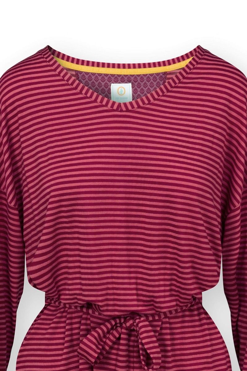 Timberly Top Lange Mouw Little Sumo Stripe Rood Roze