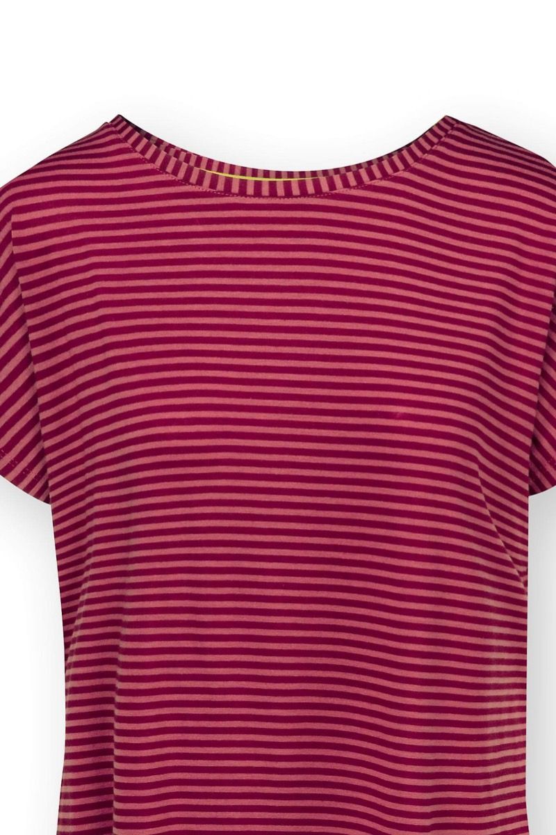 Tatum Top à Manches Courtes Little Sumo Stripe Rouge Rose