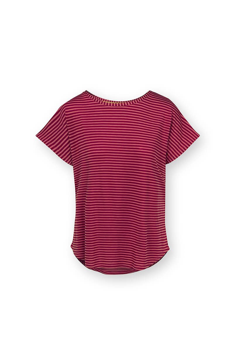 Tatum Top Korte Mouw Little Sumo Stripe Rood Roze