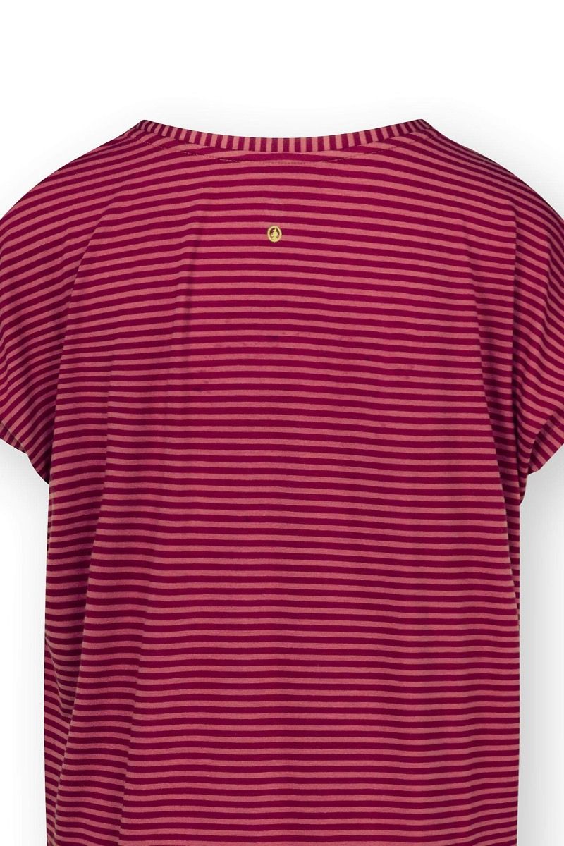 Tatum Top à Manches Courtes Little Sumo Stripe Rouge Rose