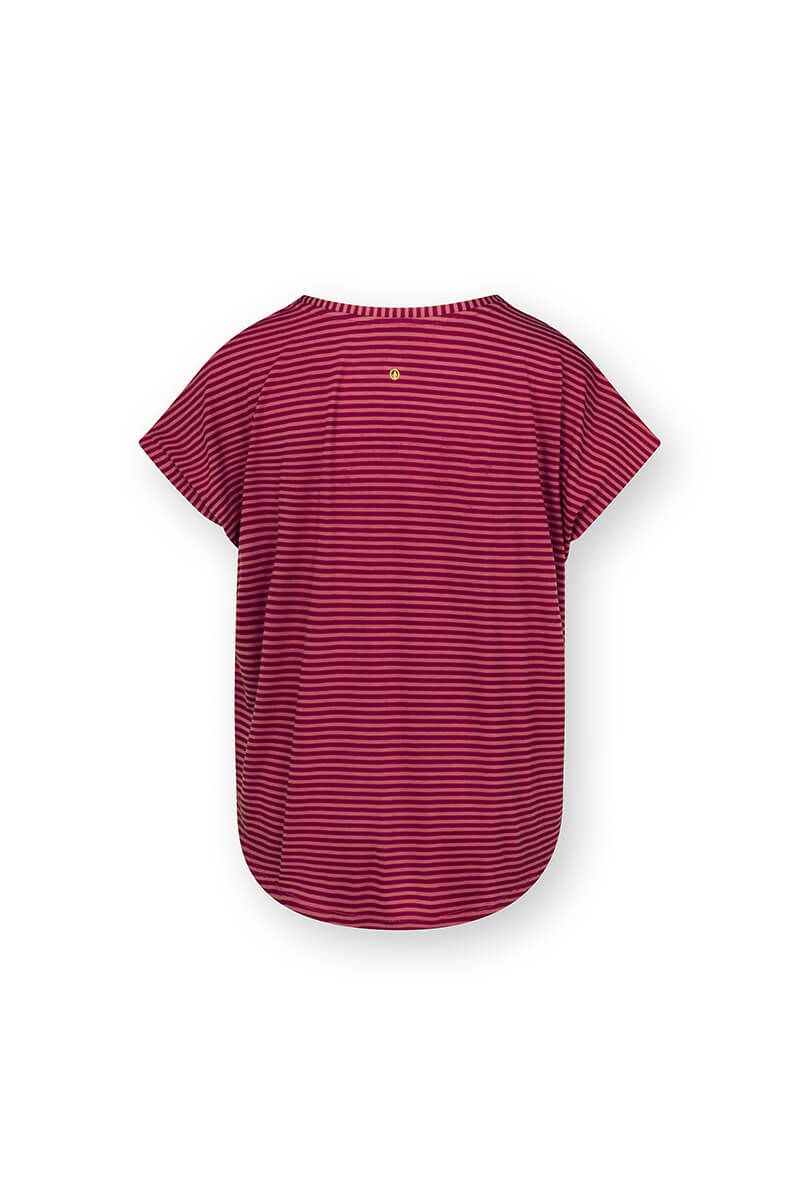 Tatum Top à Manches Courtes Little Sumo Stripe Rouge Rose