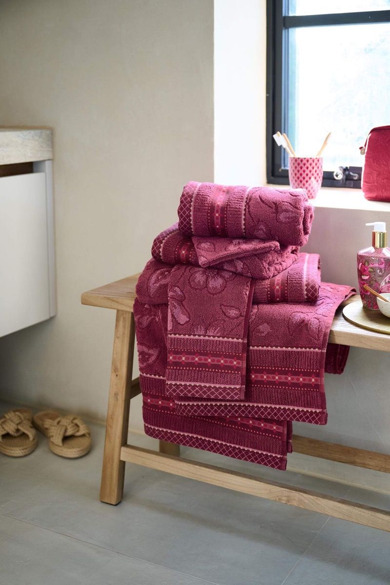 Bath Towel Jasmin Jacquard Dark Pink 55x100cm