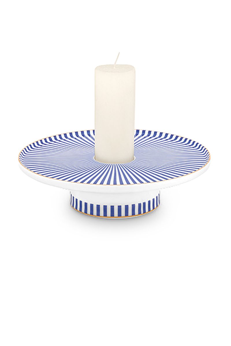 Royal Stripes Candle Tray Blue/White 14 cm 