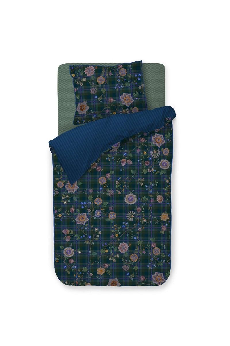 Duvet Cover Set Flores Felices Dark Blue