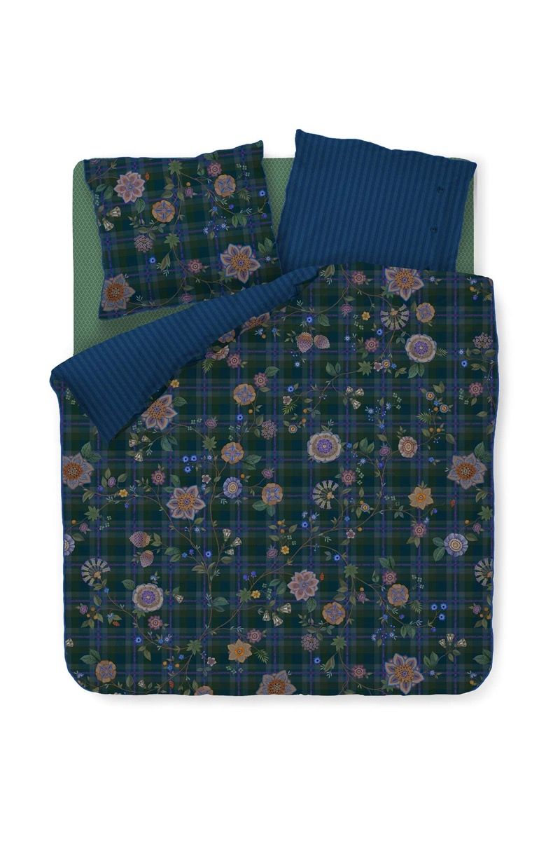 Duvet Cover Set Flores Felices Dark Blue