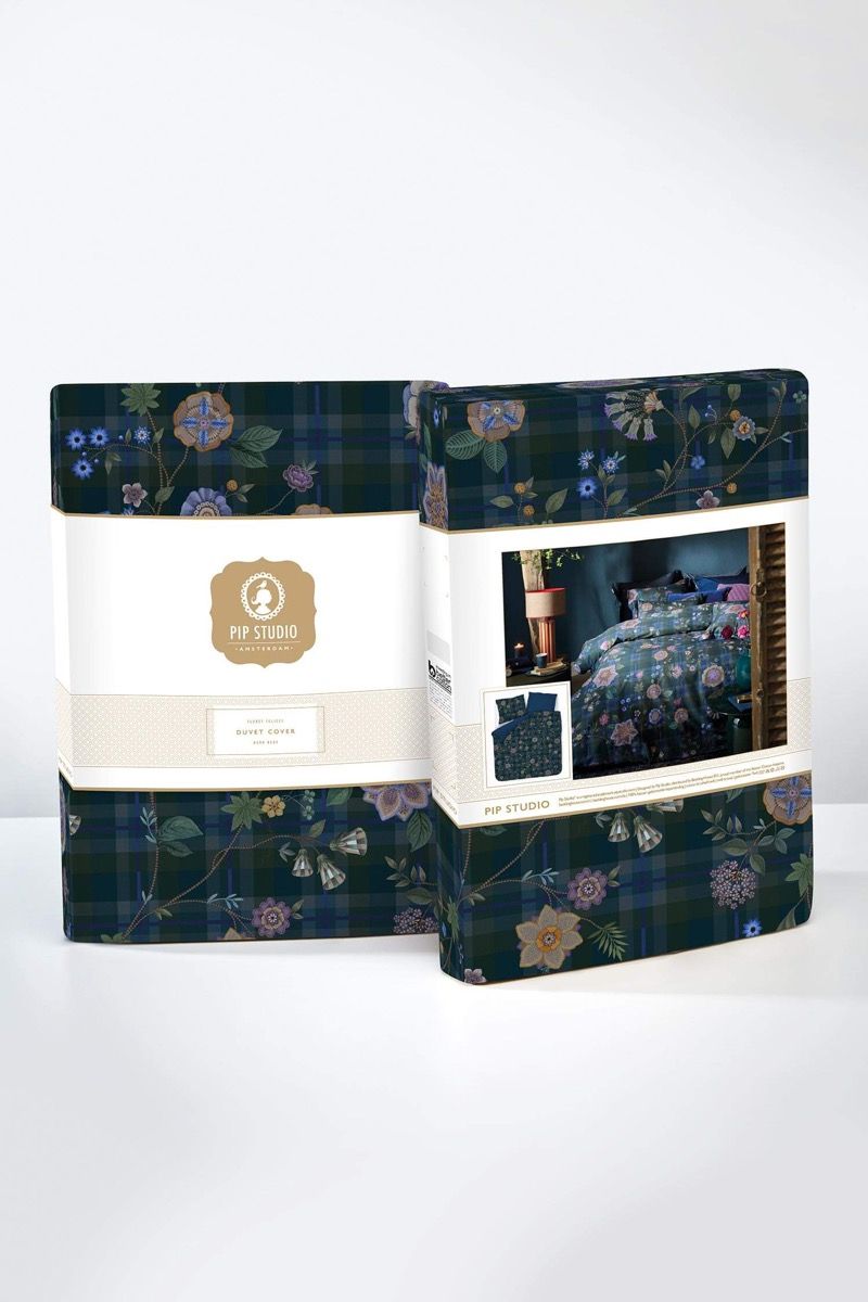 Duvet Cover Set Flores Felices Dark Blue