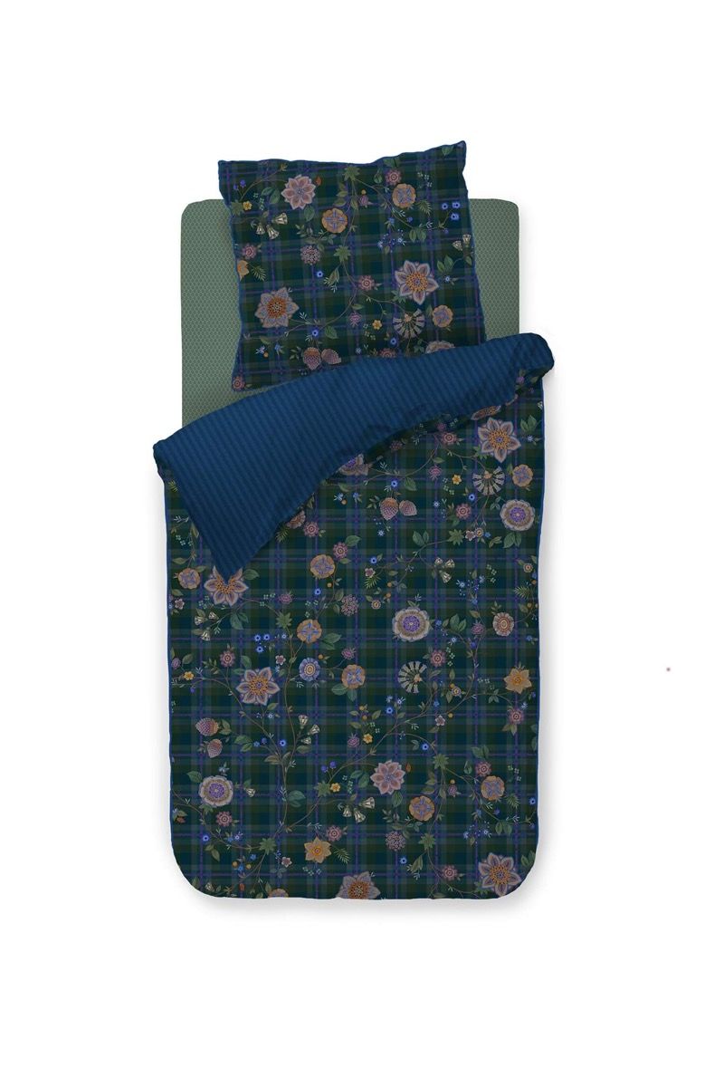 Duvet Cover Set Flores Felices Dark Blue