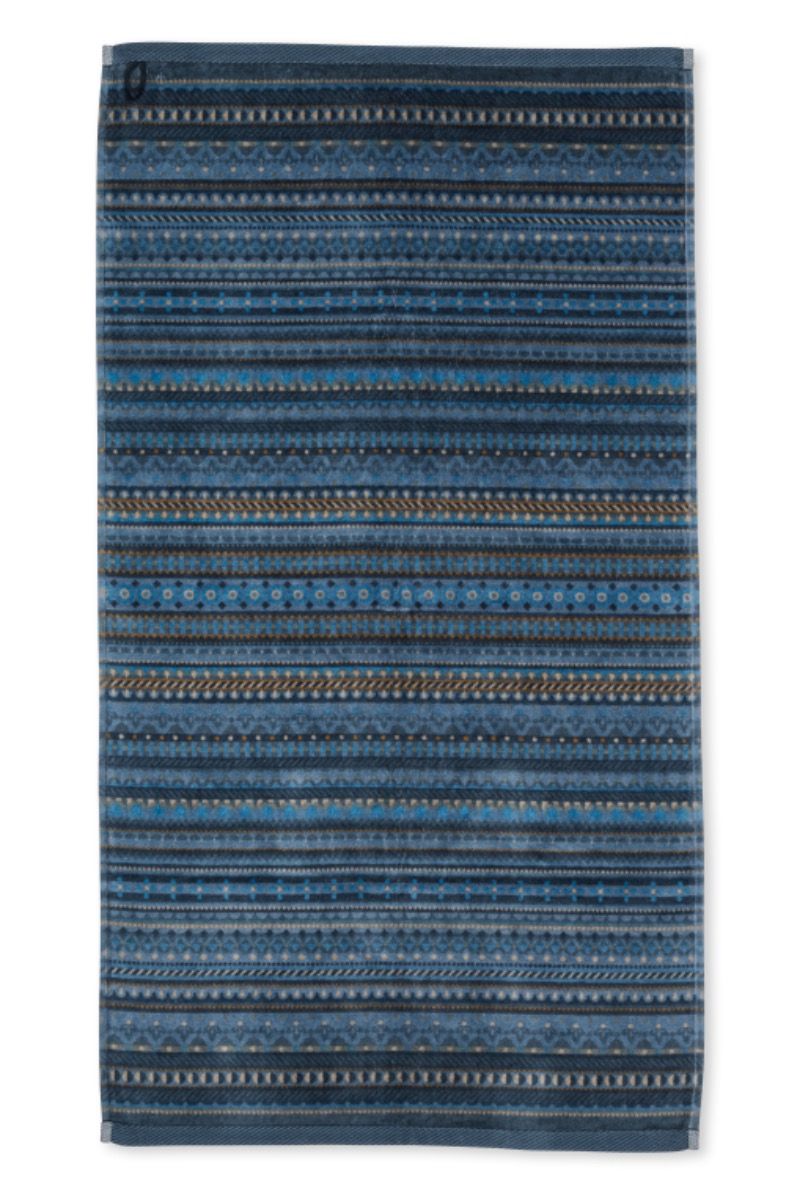 Badhanddoek Geometric Print Donkerblauw 55x100cm